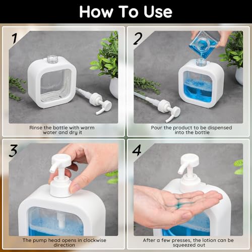 Image of Segbeauty 16.9oz Refillable Bathroom Hand Soap Dispenser, Pack 4 Empty Kitchen Soap Dispenser Pump 500ml Liquid Soap Dispensers for Bathroom, White Plastic Handwash bottle for Kitchen Sink with Labels