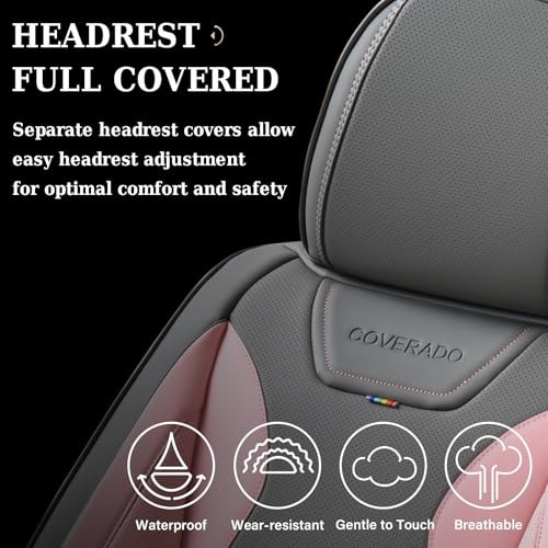 Image of Coverado Car Seat Covers, Front Covers for Cars, Car Seat Cover Front Seats, Automotive Seat Cover, Waterproof, Leather Car Seat Cushion, Universal Interior Seat Protectors for Most Cars