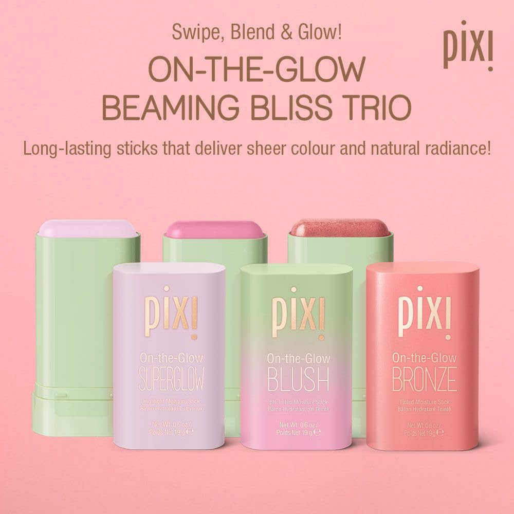 Pixi Beauty Beaming Bliss On-the-Glow Trio | Hydrating Tinted Moisture Stick Blush, Bronzer, and Highlighter Set | Travel Size, Vegan, and Paraben-Free - Image 2