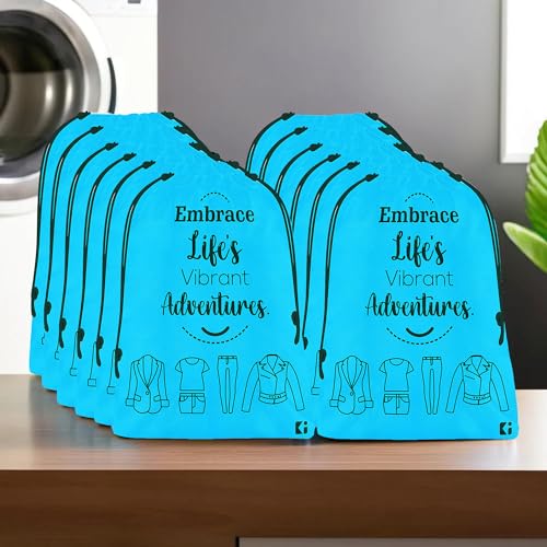 Image of Kuber Industries Pack of 12 Cloth Storage Bag | Non-Woven Storage Organizer | Travel Cloth Carrying Bag | Garments Cover for Laundry | Storage Organizer for Clothing | Medium | Sky Blue