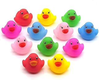PULABO 12Pcs Mini Colorful Kids Baby Bath Toy Ducks Squeaky Water Play Fun Cost-Effective and Sturdy Durable