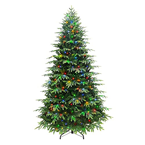 Puleo International Pre-Lit 7.5' Rutland Spruce Artificial Christmas Tree with 700 Color Select LED Rice Lights, Green