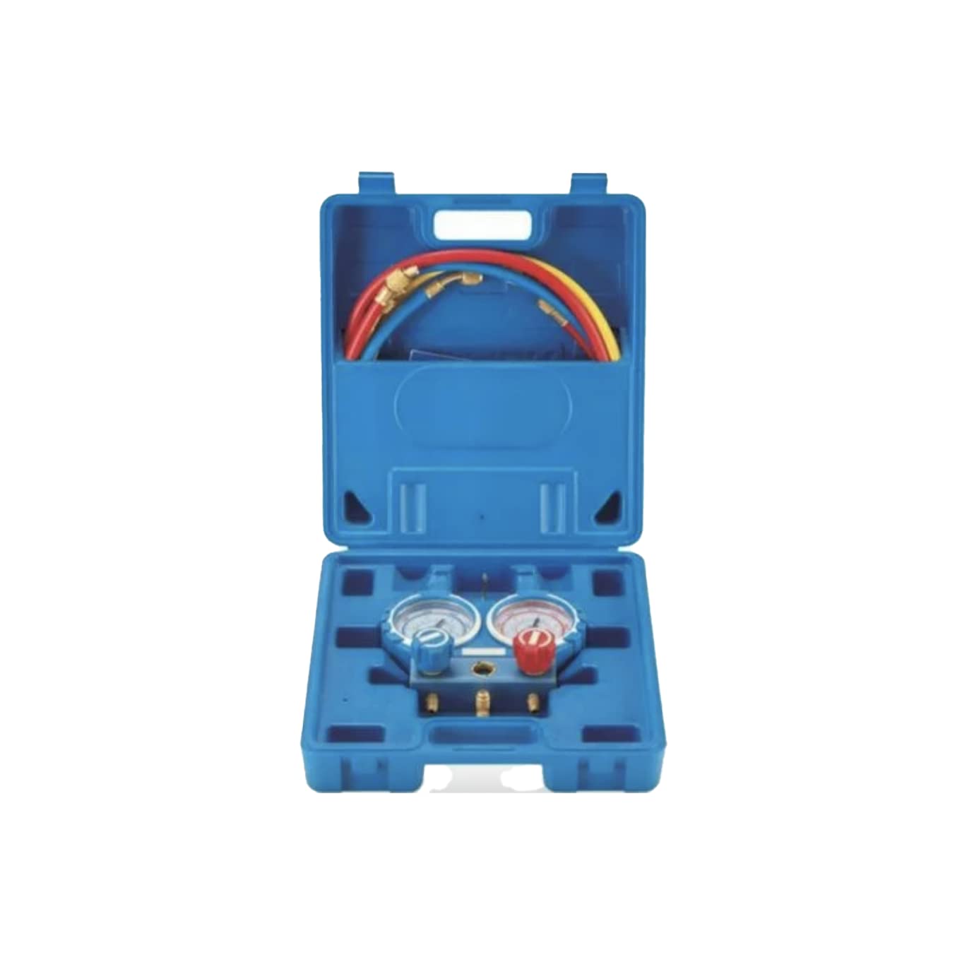Maletín Analizador Profesional - Manómetro Doble Vía (2 Vías) - Kit Completo con Mangueras de Carga (3 Unidades) - Para Gases Refrigerantes R32, R410A y R407C - Visor 68mm