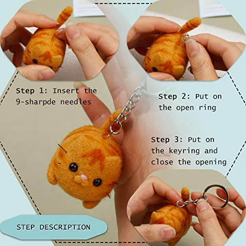 Image of SHWAKK Needle Felting Kit, 2 PCS Dolls Needle Felting Starter Kit with Instructions, Felting Pad, Felting Wool, Felting Needles, Keychain and Split Ring etc