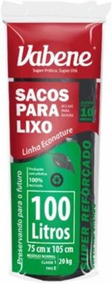 SACO PARA LIXO 100L PRETO 75X105CM 40 MICRAS RL C/10 - 2595
