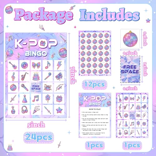 WPDISCZ Purple Demon Party Bingo Games Korean Pop Themed Party Favors Purple Lightning Birthday Party Boys Girls Hunters Theme Supplies - Image 2