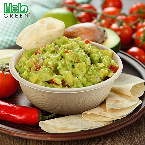 [50 Count] HeloGreen 24 oz. Compostable Bowls – Paper Bowls, Eco Friendly Biodegradable, Disposable Bowls, Hot Soup and Cold Food, Heavy-Duty Quality, Natural, Made of Bagasse Sugar Cane Fibers - Thumbnail 5