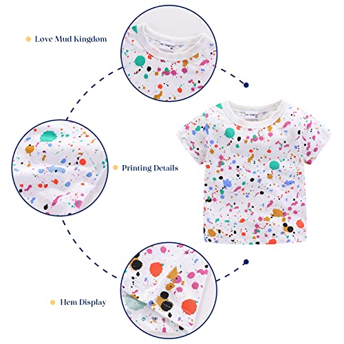 Mud Kingdom Toddler Boys T-Shirt White Cute Summer Colorful Paint Splatter Dot Printing 4T #TOP2