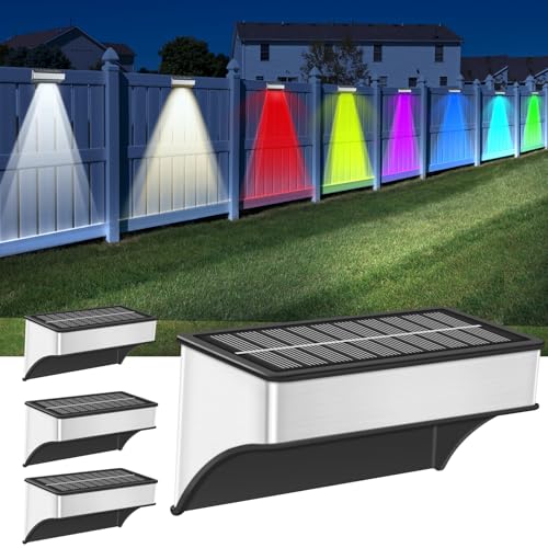 Solar Fence Lights Outdoor,4 Pack Step Lights Solar Powered with