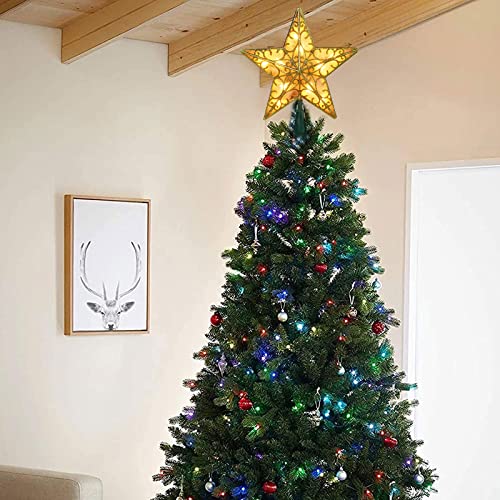 Funpeny 11 Inch Glitter Silver Star Tree Topper, Lighted Christmas Treetop With 10 Lights Christmas Decorations For Christmas Xmas Tree Home Bar Shop Office (Gold) #TOP2