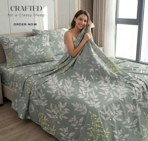 Image of HOMEKART 210 TC Cotton Double Bedsheet with 2 Pillow Covers | Soft & Breathable Luxury Bedding | Floral Printed Bed Sheet for Double Bed | 90 x 100 Inches | (Midnight Peony Bloom)