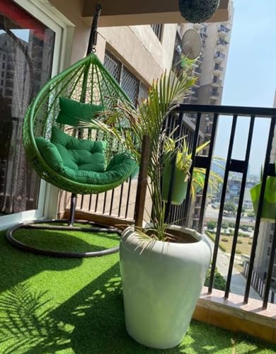 Image of Single Seater Swing Chair with Stand and Cushion Hammock Swing for Adult Outdoor Indoor Garden Living Room Balcony Hanging Chair (Green)