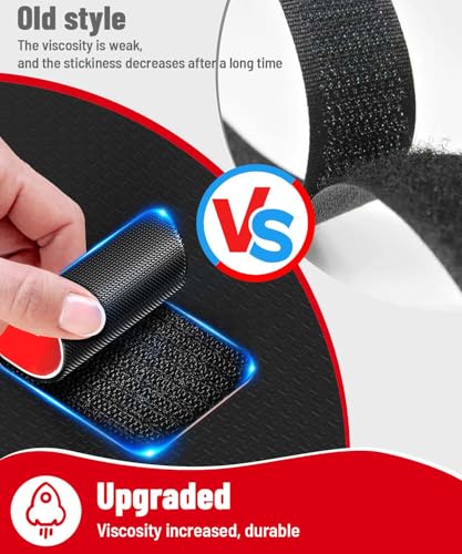 Image of PHIXBEAR Hook and Loop Strips with Super Adhesive Heavy Duty, Heat Resistant Waterproof, Outdoor or Indoor Use, 16 Sets Black 1.57x1.97 Inch