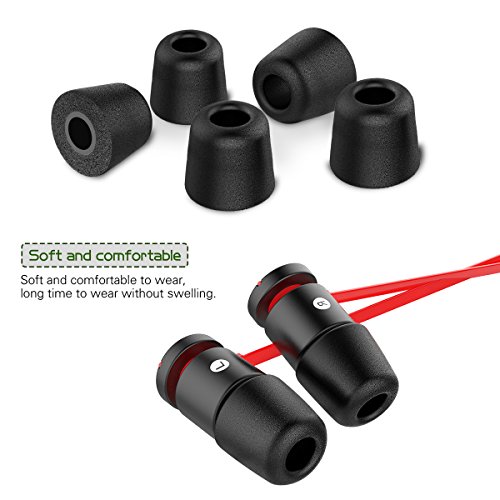 [6 Pairs] Earphone Tips New Bee 12Pcs Premium Replacement Earbud Tips Blocking Out Ambient Noise Memory Foam Earbuds Inner 4.9Mm For In-Ear Headphones With 5Mm-7Mm Tips (Black, S/M/L) #TOP2