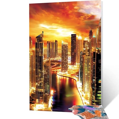Pintura Diamante Nube Diamond Painting Adultos, 5D Diamond Painting Ciudad, Cristal Artes Bordado Punto Cruz Dibujos con Diamantes 35x50 cm Kit Manualidades Adultos para Decoracion Hogar model/-4213