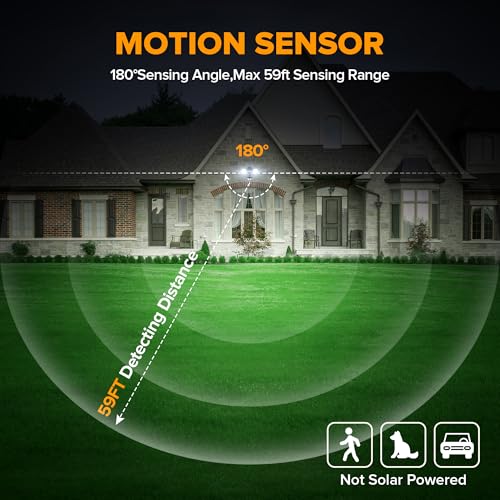 Image of LUTEC 34W 3700 Lumen LED Security Light Motion Sensor Outdoor Lights with Night Light, 5000K Daylight, IP65 Waterproof, Dusk to Dawn, Hardwired Motion Detector Flood Light for Garage, Yard-Black