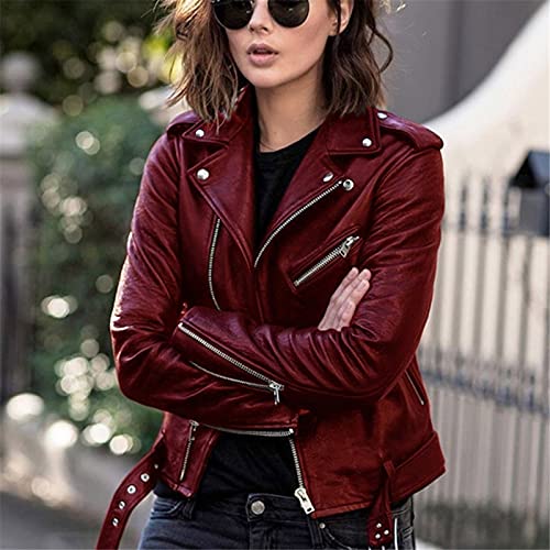 Jacket for Women's Faux Leather Cool Cropped Coat Fashion Fall Long Sleeve Zipper Slim Fitted Short Coat Jacket2