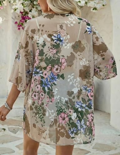 Image of Chunoy Women Short Sleeve Chiffon Kimono Beach Swimsuit Cover Up
