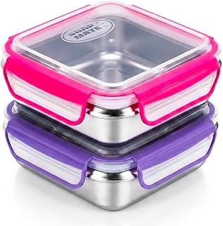 Set of 2 Stainless Steel Sandwich Containers - Food Grade Metal Base with a BPA Free, Leakproof & Airtight Sealed Lid. Great for Sandwiches, Snacks, Meal Prep & Food Storage - Sandwich Box