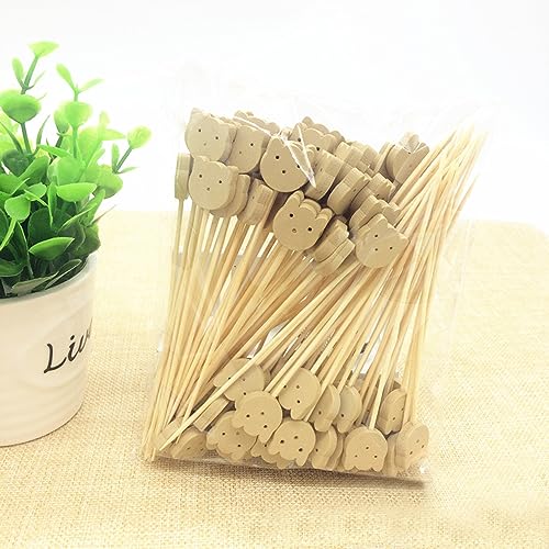 Paquete de 100 palillos de bambú para cóctel de frutas, 4 y 7 palillos de dientes para bodas, fiestas de cumpleaños, suministros de playa, aperitivos, bebidas
