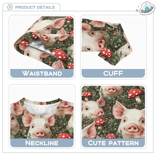 JUNZAN Cute Pet Pig Green Kids Girls Hoodie Sweatshirt Fleece Hoodies for Girls Party 4T3