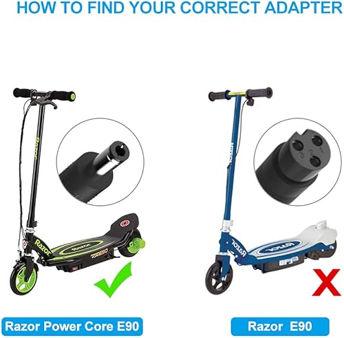 Vista 4 de Cargador eléctrico para scooter Razor Power Core E90 E95 para Black Label Powercore E90, MX125 Dirt Bike, E-Punk, XLR8R, máquina de crema eléctrica
