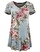 All for You Women's Short Sleeve V-Neck Flare Hem Floral Print Tunic Mint 70149 X-Large