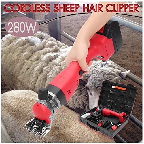 Professional Cordless Electric Sheep Shearing Machine Clippers,280W & 4000mah Battery Sheep Shears Grooming Supplies for Shaving Fur Wool in Livestock,Backup Battery (Optional) and Free Suitcase,1