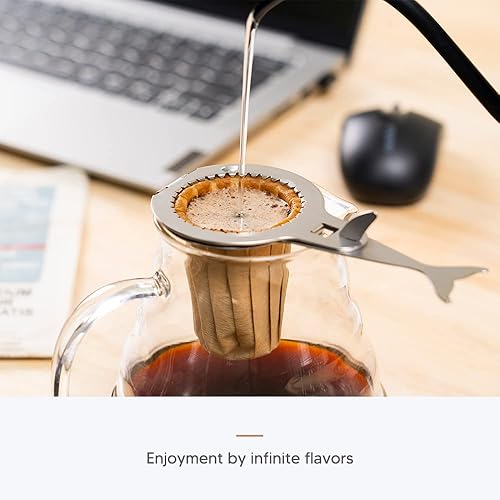 Miniatura 4 de Filtro gotero de café reutilizable, filtro de café permanente hecho de acero inoxidable para una sola taza de café + bolsas de filtro, 40 piezas