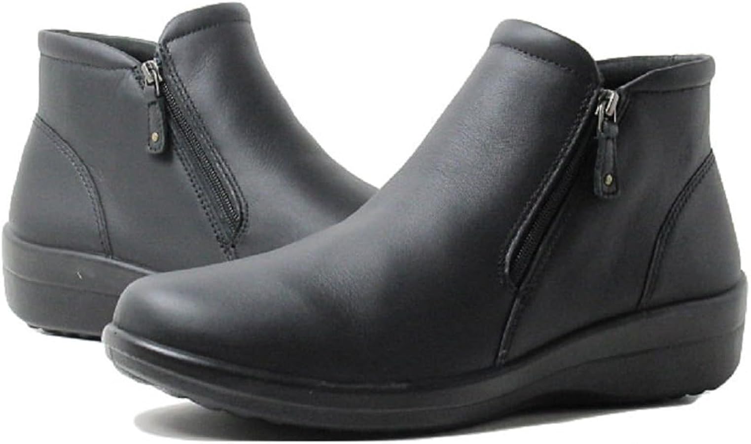 Amazon | [アキレスソルボ] ブーツ 本革 幅広 撥水 ファスナー