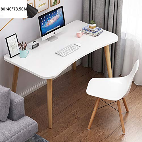 Table ordinateur d'assemblage facile en bois blanc 80 cm AKT - 2