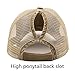 ProMindFun Womens Ponytail High Messy Bun Hats Distressed Baseball Caps Unconstructed Washed Dad Hat Girls Trucker Ponycaps (03-Light Khaki)