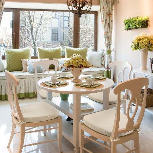 Buyue Luxury 100% Pure Memory Foam Chair Cushions 4 Pack, Jacquard 16" U-Shape Comfortable Dining Chair Pads, Removable Slip Resistant Kitchen Chair Seat Cushions, (Set Of 4, Beige) #TOP5