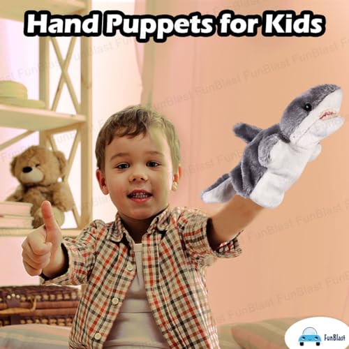 Image of FunBlast Plush Hand Puppets for Kids - Animals Hand Puppet Toys, Soft Hand Puppets for Kids, Story Telling Puppet for Kids, Hand Puppet Toy, Fun Play Learning Toys (Shark)