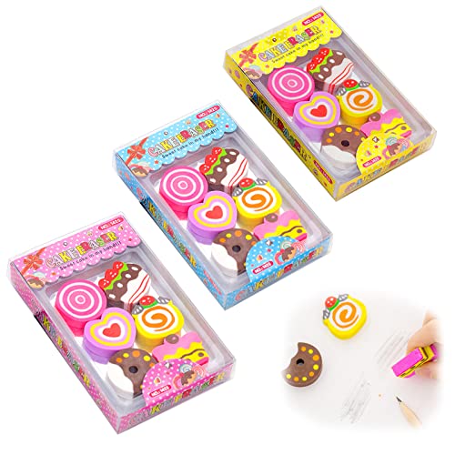 ケーキ消しゴム かわいい ミニ消しゴム プレミアムタイプ おもしろ消しゴムセット色鉛筆用消しゴム カラフルなパッケージ 子供 学生 学校 文房具用品