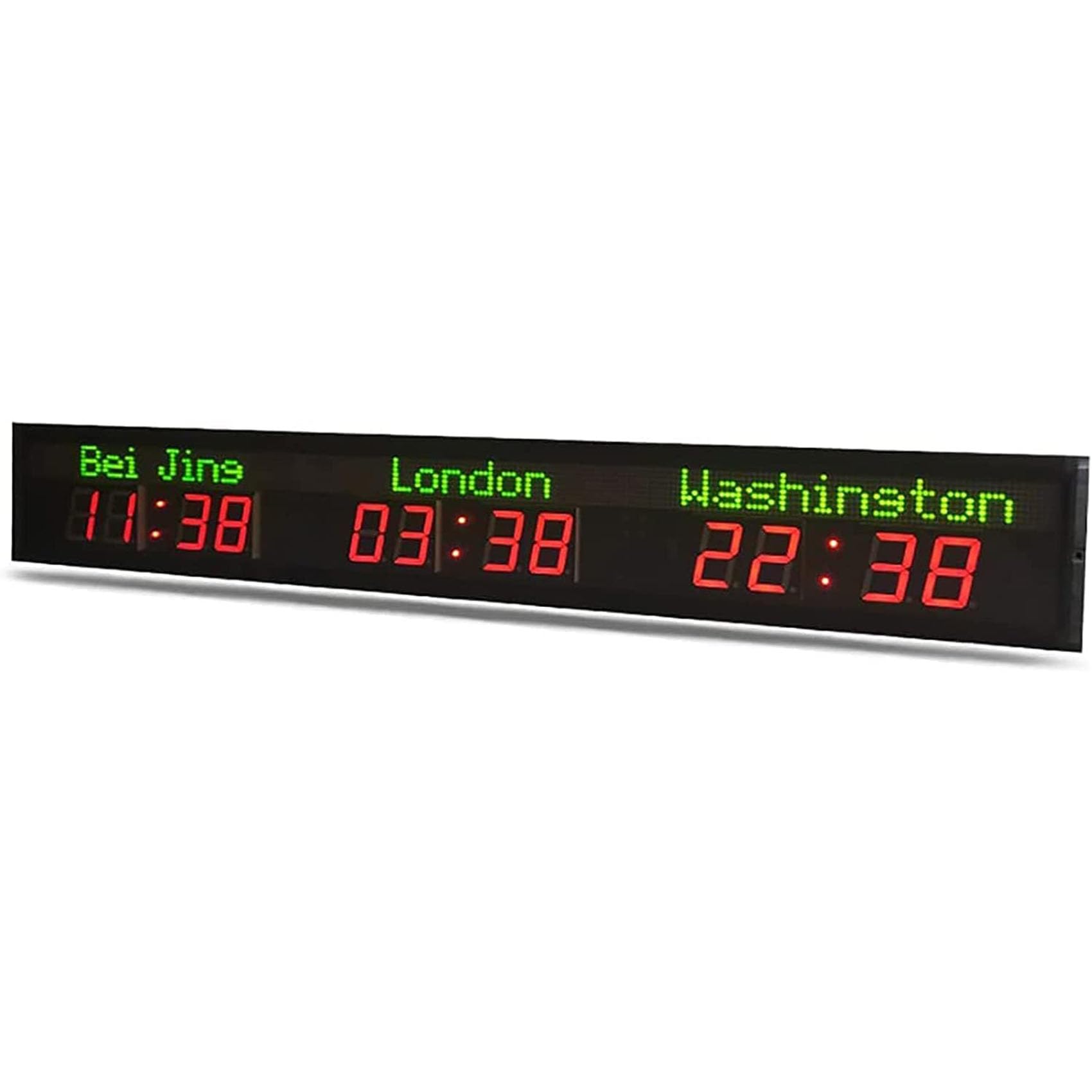 Uhr mit Weltzeitzonen für Städte, digitale LED-Weltzeituhr mit 3 Zeitzonen, digitale statische Anzeige, Vollaluminiumgehäuse, für Flughäfen, Einkaufszentren, Hotels, multinationale Unternehmen