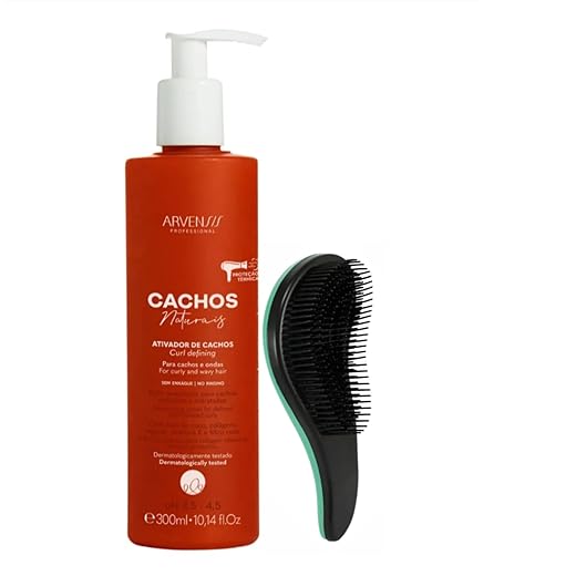 Ativador de Cachos Arvensis Cachos Naturais - Kit 300ml, Ondulados e Cacheados, Define, Hidrata e Suaviza - Escova Sortida