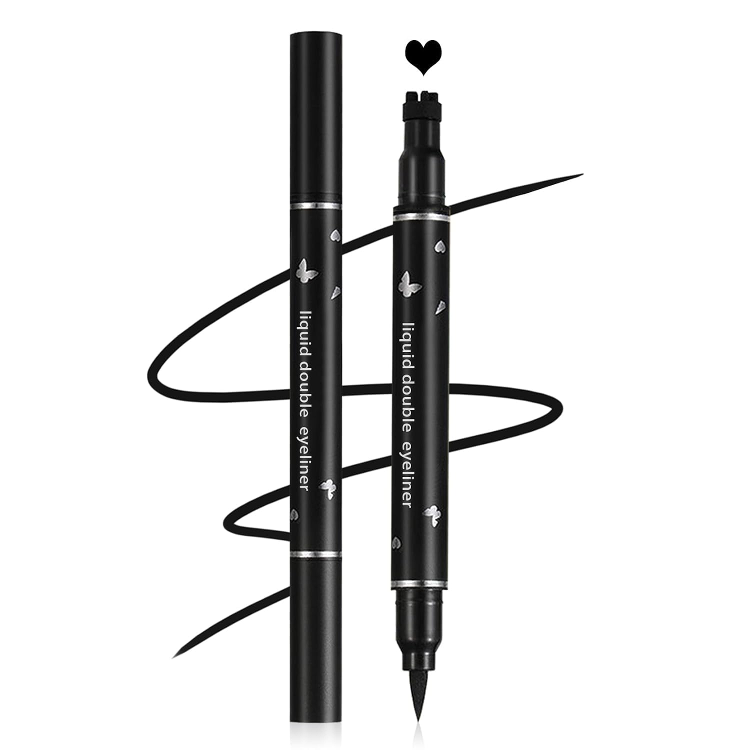 Double-headed Liquid Winged Black Eyeliner Stamp Pen Set, Heart | Eye Liner Pencil Long-lasting Waterproof & Smudge-Proof, Stamp Eyeliner Set for Easy Cat Eye Makeup (1 pcs)-image-18
