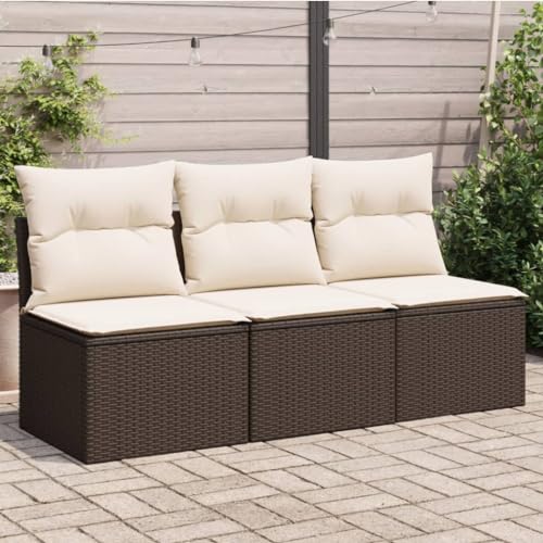 Festnight Gartensofa Rattan Sofa mit Stauraum 3 Sitzer Lounge Sofa...