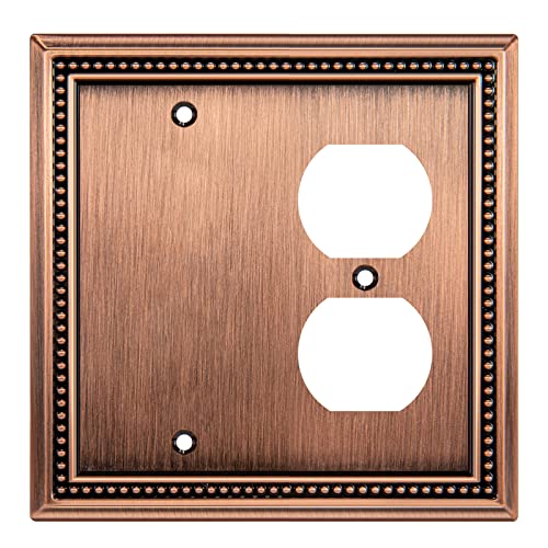 Image of Henne Bery Sunken Pearls Heavy Duty Decorative Wall Plate Switch Plate Outlet Cover (Blank /Duplex, Antique Copper)