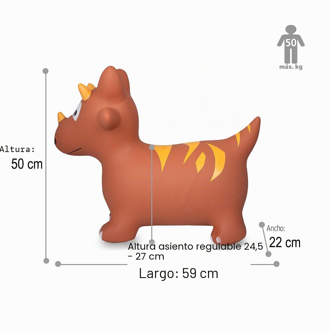 JAMARA 460591 - Dino Hinchable con Bomba – Libre de BPA, hasta 50 kg, promueve el Sentido del Equilibrio y Las Habilidades motoras, Las Orejas de los Animales sirven como Soporte, Robusto y