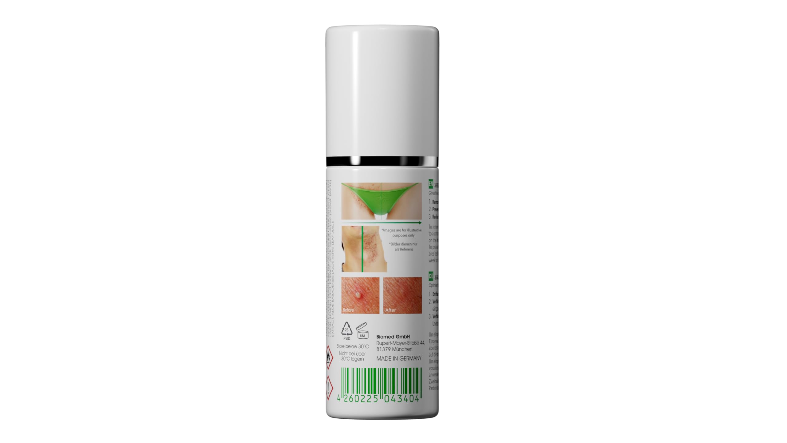 3x BioMD Contra vellos encarnados, con BHAs y AHAs, irritación por afeitado, afeitado, depilación con cera, previene los pelos encarnados, irritación por afeitado, afeitado, 90 ml
