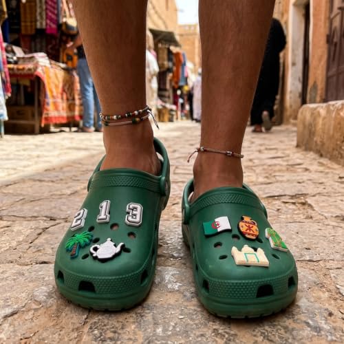 Lot de 9 Pins pour Crocs Thème Algérie – Breloques Chaussures Drapeau Algérien, Théière, Palmier, Symbole Kabyle | Pins Personnalisables Enfant Adulte – vue 3