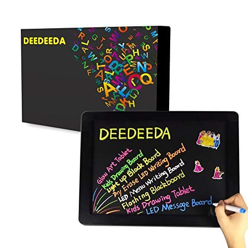 DEEDEEDA LED Message Writing Board, Neon Glow Drawing Board, Sparkle Illuminated Flashing Erasable Neon Effect, Acrylic Kids Colorful Doodle Pad, For Shop/School/Bar/Decoration/Promotion/Cafe