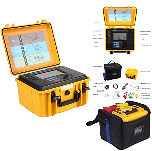 Earth Ground Resistance Tester Meters Two Three Wire Digital Earth Resistance Tester 2000Ohm For Electrical Equipment Rechargeable Lithium Battery Ground Resistance Measurement #TOP15