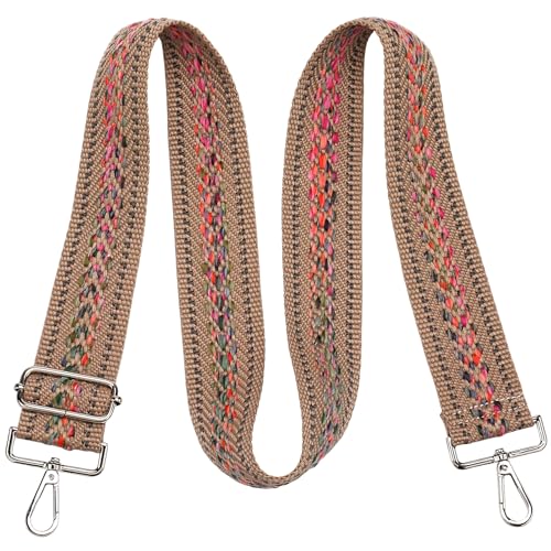 Image of Wide Purse straps Crochet Flower replacement crossbody for Handbag Adjustable Embroidery Knit Guitar Shoulder strap