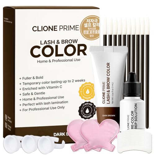 Korean Lash & Brow Color Kit – Temporary Eyelash & Eyebrow Color, Dark Brown, Naturally Fades...