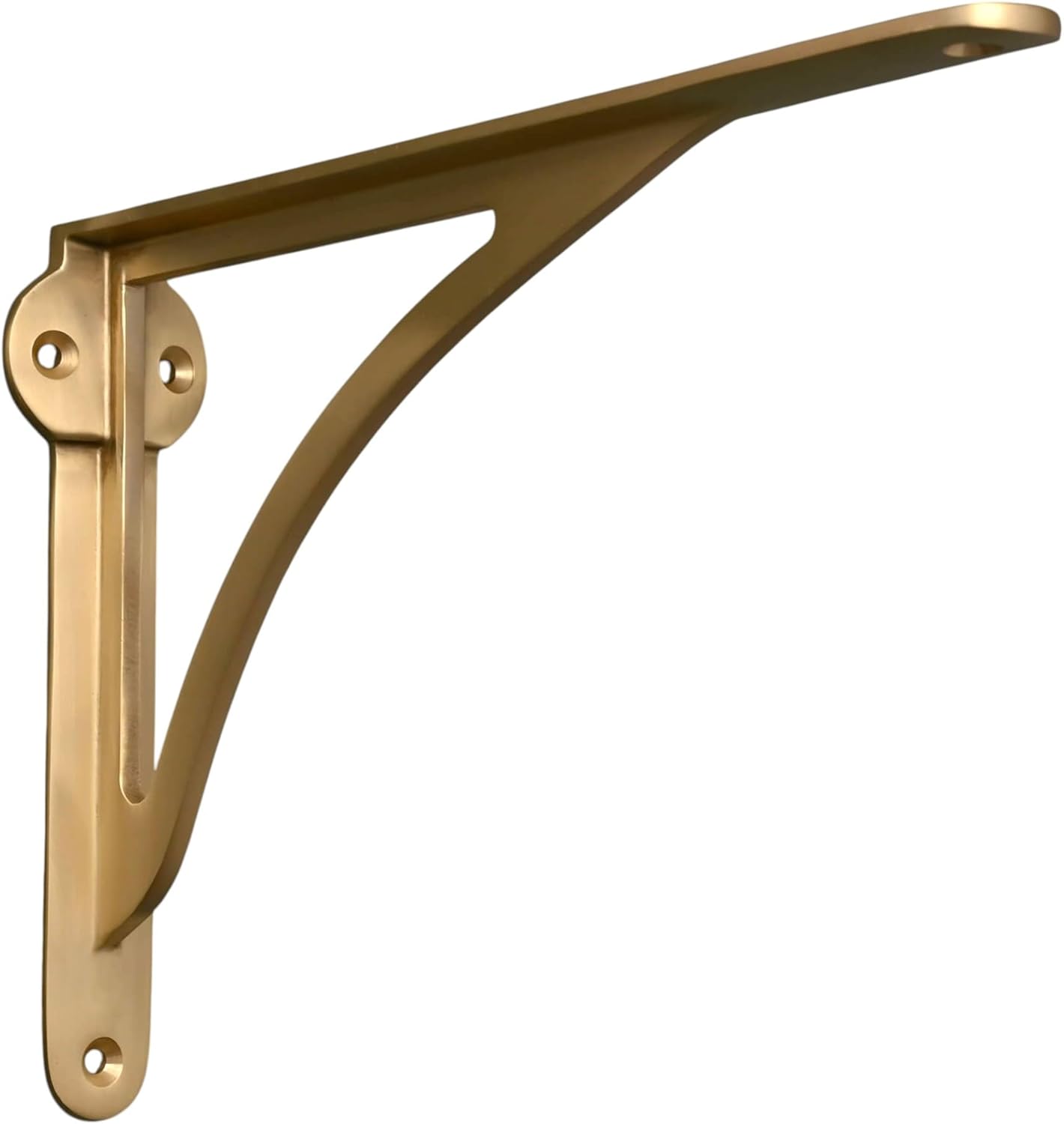 Brass Shelf Bracket Decorative Heavy Duty and Antique Shelf Bracket for Shelving Modern L Shaped Design Wall Mounted Vintage, Pack of 1 (Brass Brushed, 6 Inches)