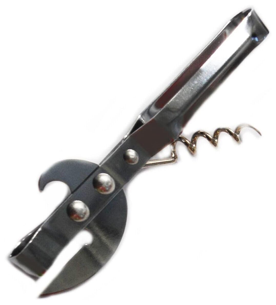 Vision4ever 1Pcs Stainless Steel Traditional Stab Old Fashion Tin Can Bottle Opener Cork Screw Vintage Stainless Steel Bottle Opener and Corkscrew, Traditional Design