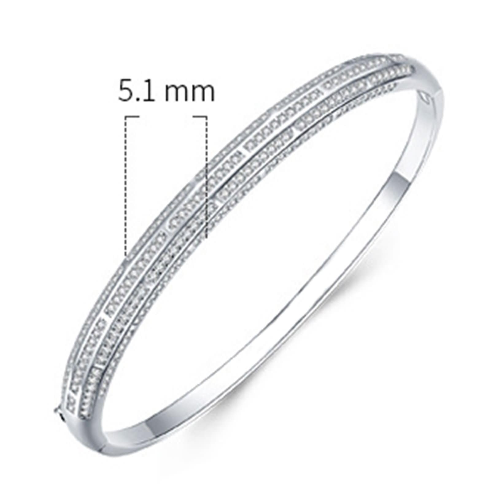 Brazalete de Oro Blanco Mujer 9Kilates / 14Kilates / 18Kilates, Redondo con Moissanita, Cadena 16 CM, Pulseras Mujer Cadena Plata
